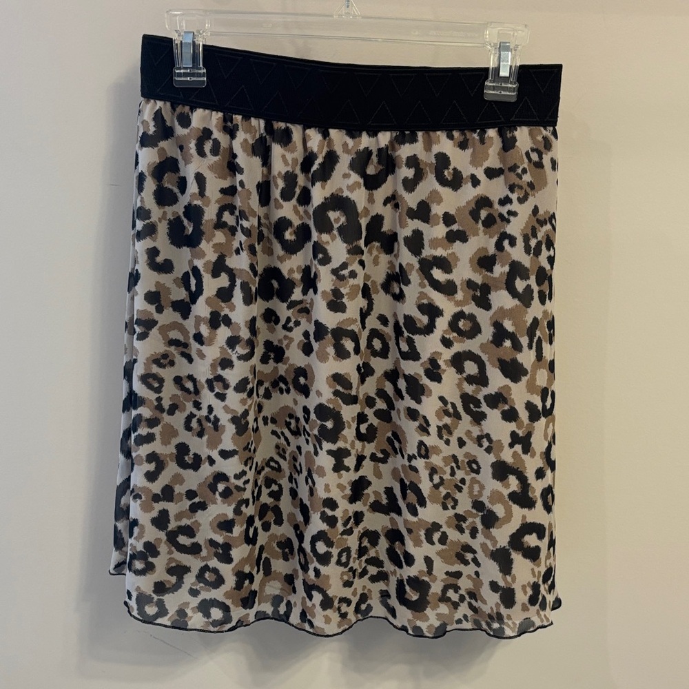 LuLaRoe Leopard Print A-Line Skirt with Black Waistband